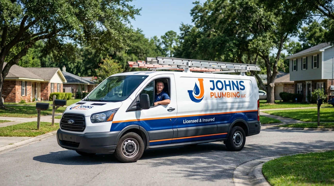 Johns Plumbing LLC service van in Shadyside, OH
