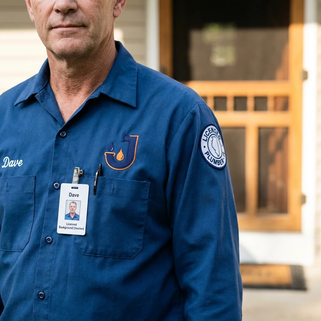 Licensed plumber showing ID badge in Shadyside, OH