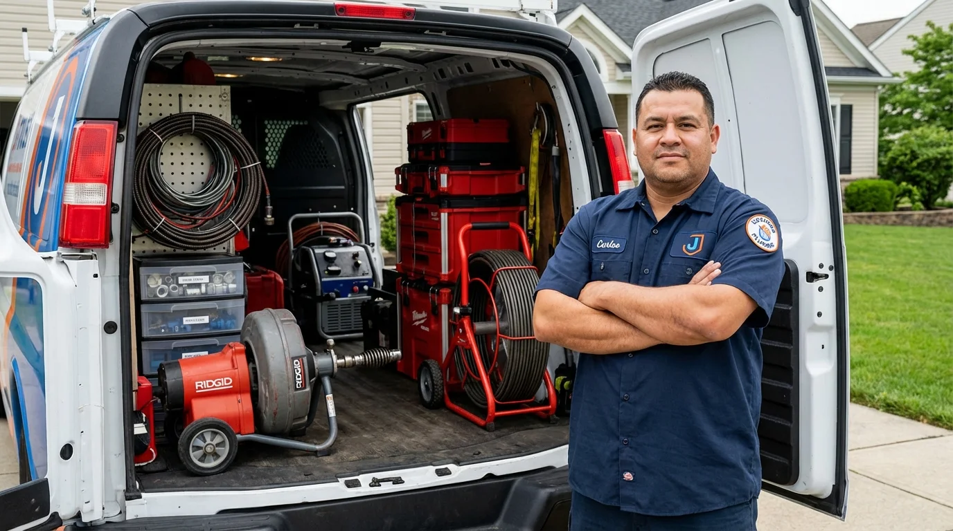 Professional drain cleaning equipment and Johns Plumbing LLC plumber in Shadyside