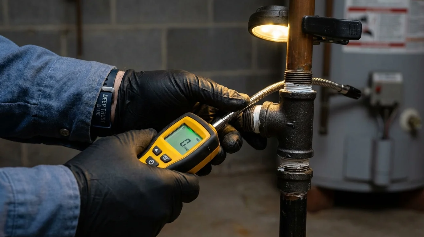 Gas leak detection with electronic sniffer by Johns Plumbing LLC in Shadyside